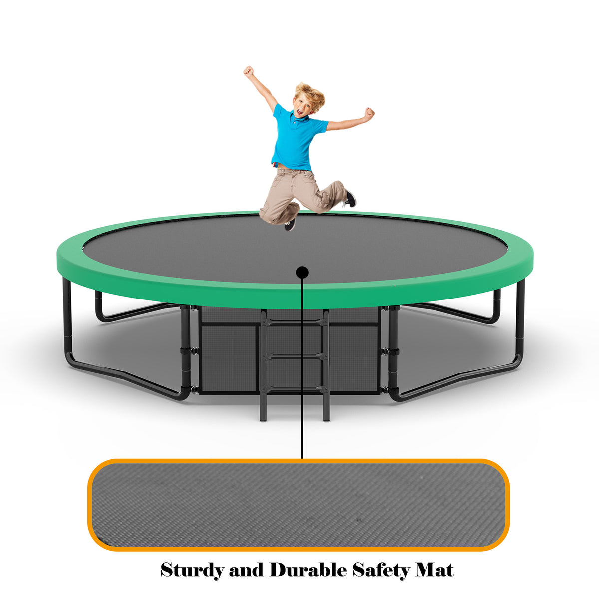 12ft Recreational Kids Trampoline With Safety Enclosure Net & Ladder 